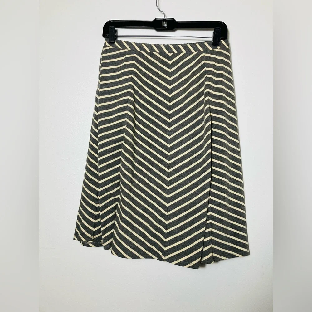Sundance Pull on Midi Skirt Sz XS stripes Aline Preppy Summer‎ Gray